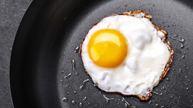 Egg frying on a non-stick pan